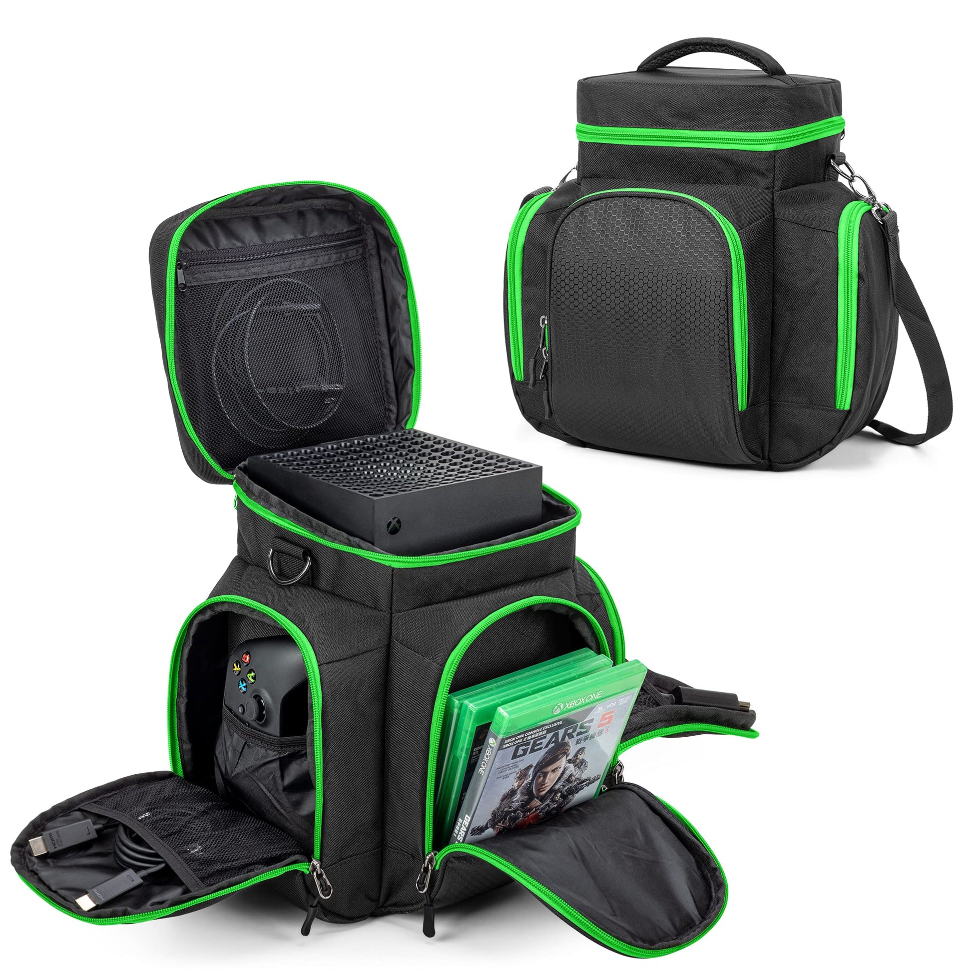Trunab Console Carrying Case Compatible with Xbox Series X  Travel Bag with Multiple Storage Pockets for Xbox Controllers  Games  Cables  Portable Hard Disk and Other Accessories (Patent Design)