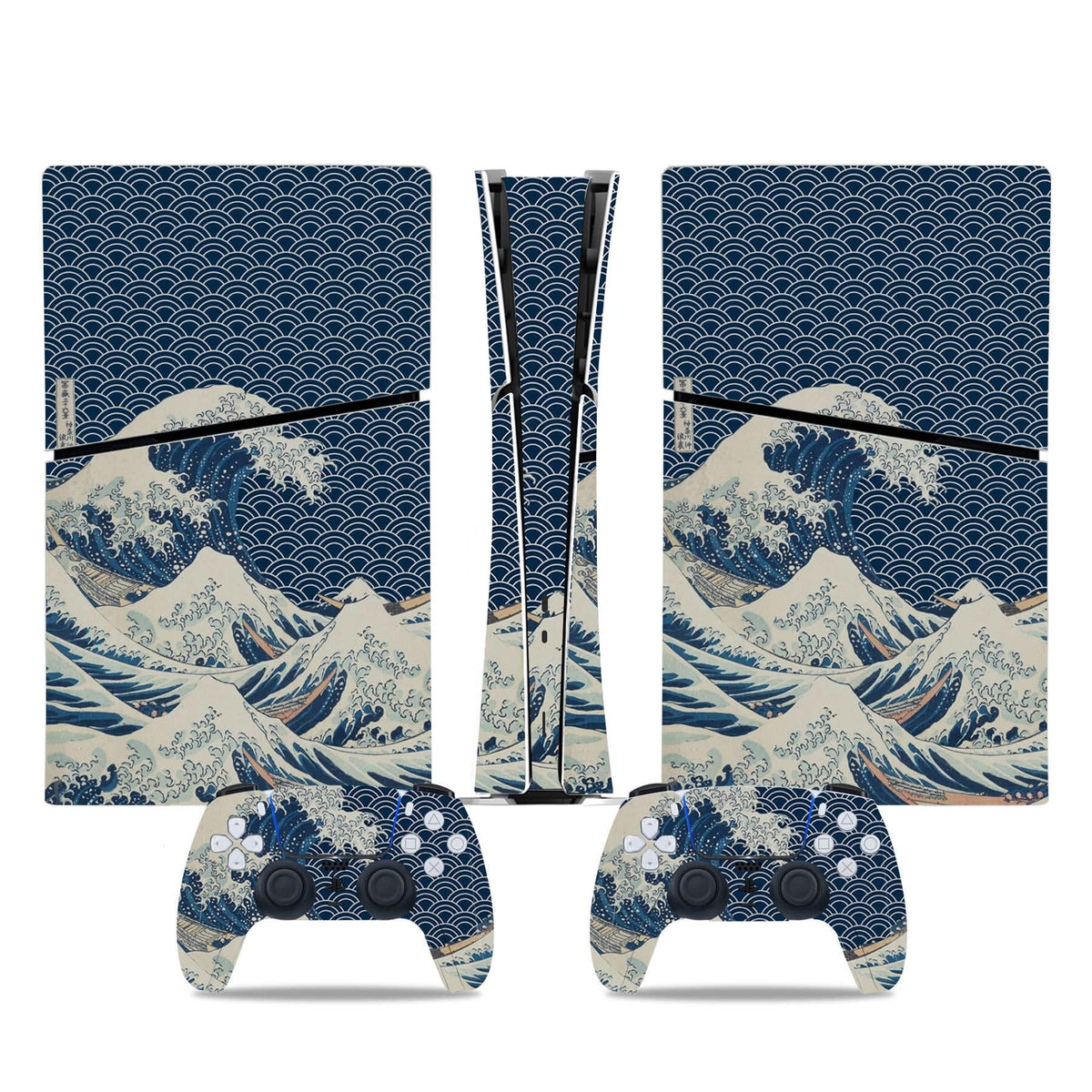 Skin Sticker for PS5 Slim Console, Protective Cover Decal Wrap for Digital Edition Controller (Blue)