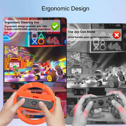 Lyvix Steering Wheel for Nintendo Switch - Ergonomic Racing Wheel, Quick Release, Orange Blue