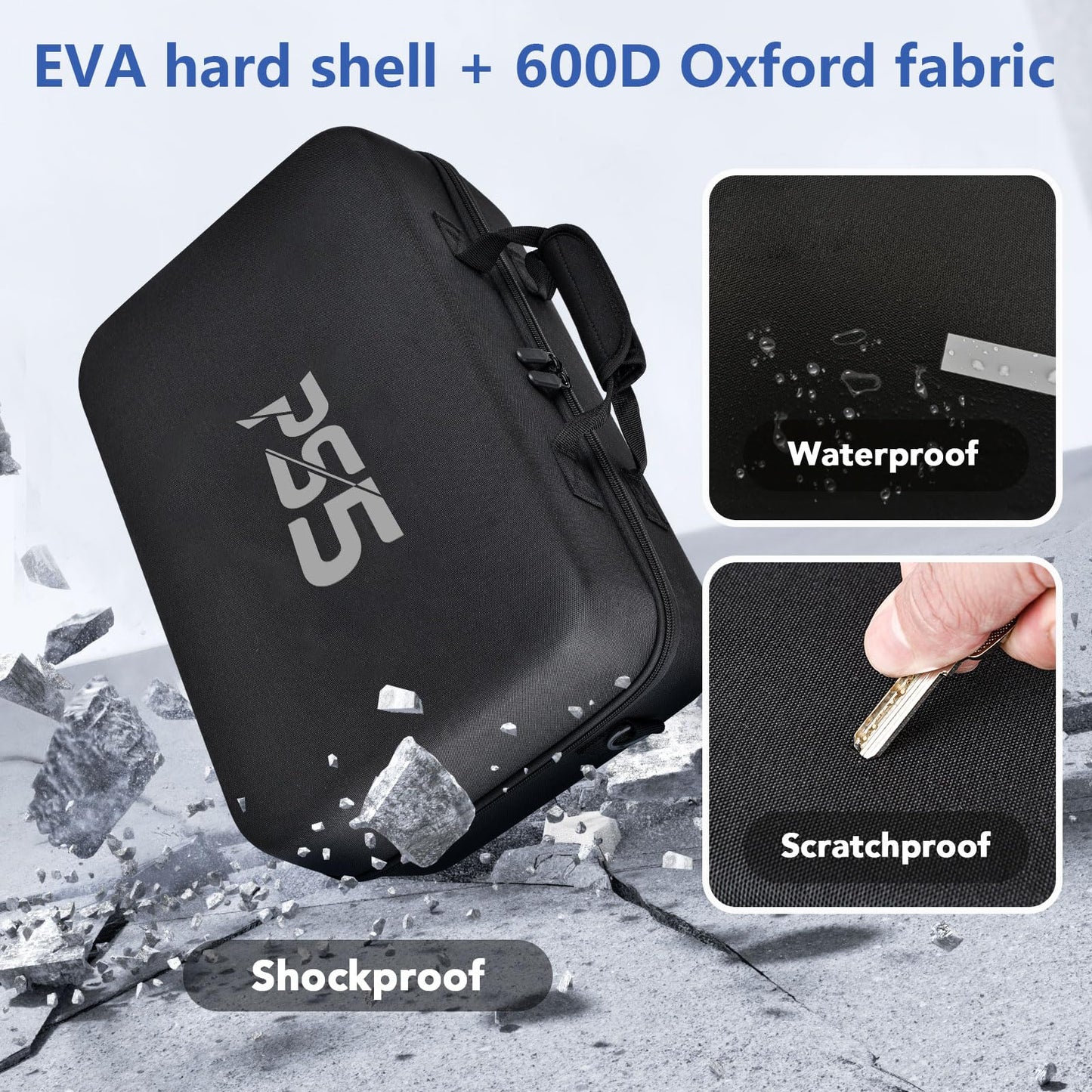 MOCADIA Hard Shell Carrying Case for PS5 & PS5 Slim - Portable Travel Bag, Black, Compatible with Console, Controllers & Accessories