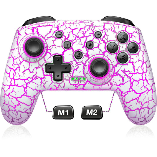 Switch Controller  Gammeefy Wireless Switch Pro Controller for Nintendo Switch/Switch 2/Lite/OLED  9 Color Adjustable LED Switch Remote Compatible with Windows PC/Android/IOS with Programmable (White)