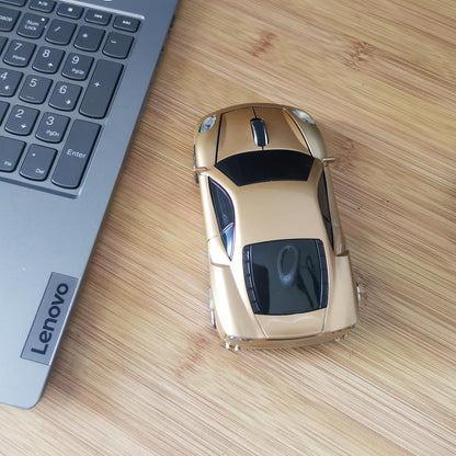 SDGSQHA Wireless Car Mouse, 2.4G USB, 1600DPI, Gold, Sport Car Design, Compatible with Laptop PC Mac Windows Linux, Model BN002-Gold