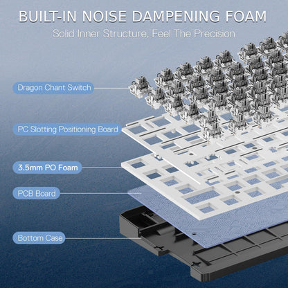 Redragon K668 Wired Mechanical Gaming Keyboard, 108 Keys, RGB, Hot-swappable, Glacier Azure