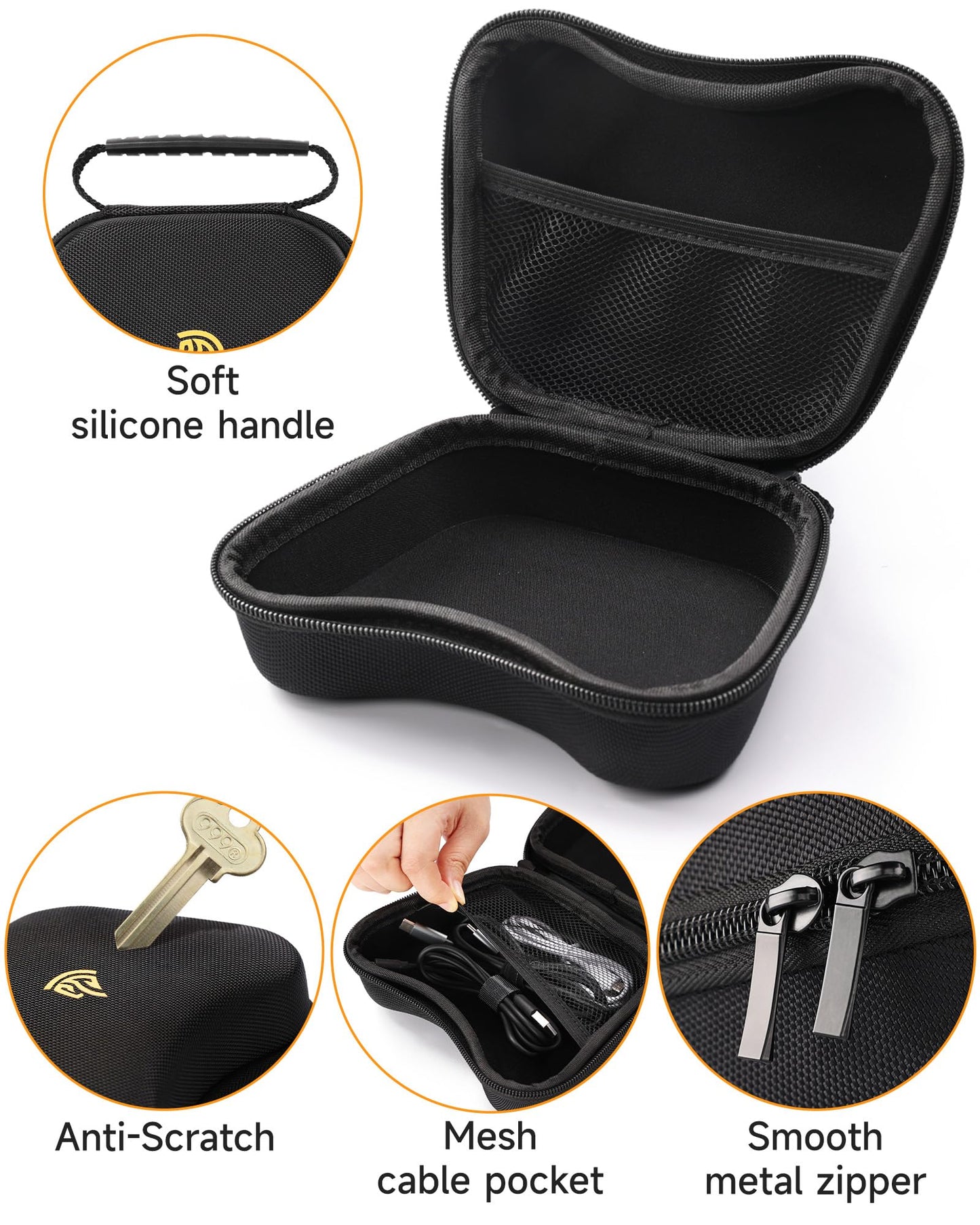 EasySMX Carry Case Travel Organizer for Controllers - Black, 5.1"x5.1"x3.1", Compatible with Switch/PS5/Xbox One