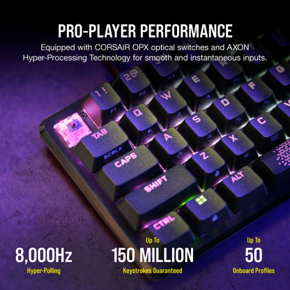 Corsair K65 PRO Mini RGB Optical-Mechanical Gaming Keyboard - OPX Switches, PBT Keycaps, Black, QWERTY NA Layout (Renewed)
