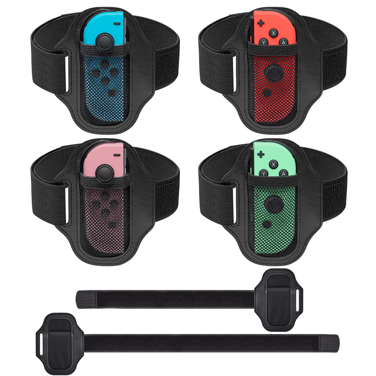 [4 Pack] Leg Band Strap for Nintendo Switch Sports Play Soccer/Ring Fit Adventure Game Accessories Leg Strap Compatible with Switch/Switch OLED Adjustable Elastic Sport Leg Band for Adults & Children