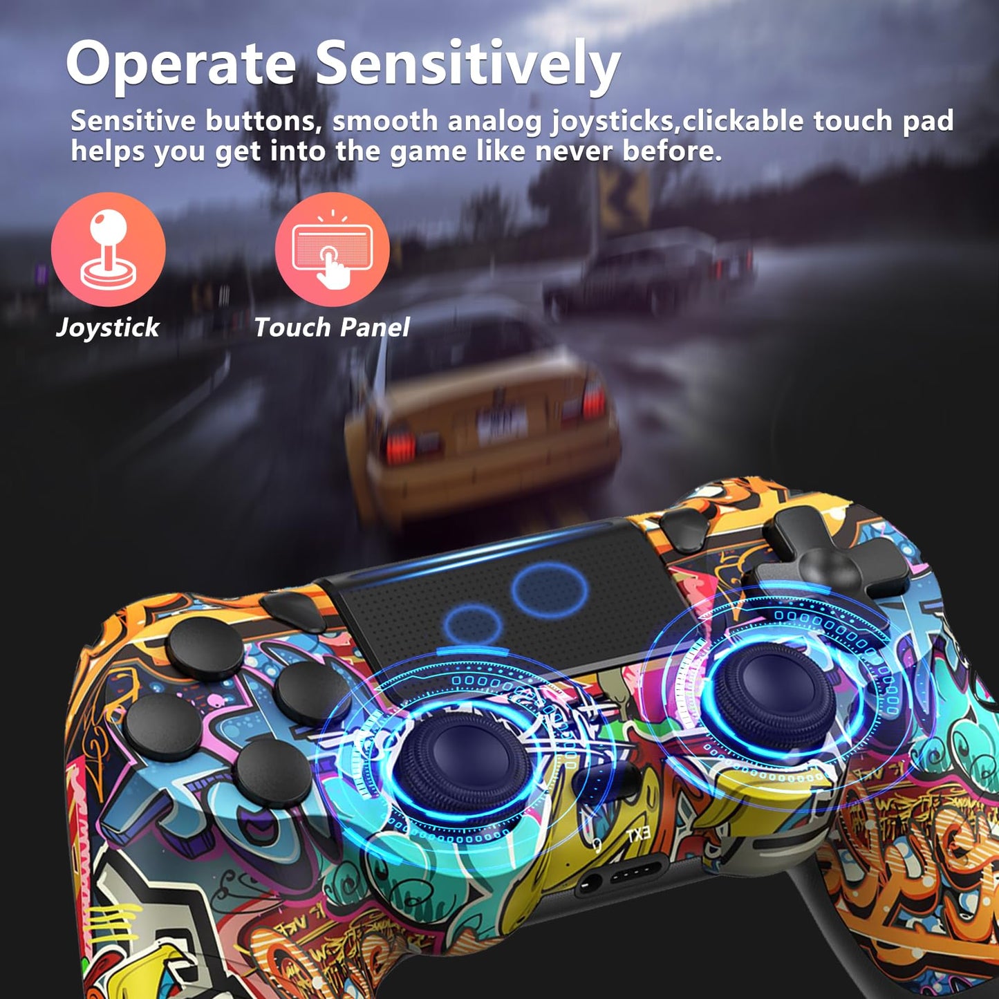2 Pack Wireless Controller for PS4, Game Remote Controller for PS4/Slim/Pro/PC with Dual Vibration/6-Axis Gyro/3.5mm Audio Jack/