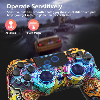 2 Pack Wireless Controller for PS4, Game Remote Controller for PS4/Slim/Pro/PC with Dual Vibration/6-Axis Gyro/3.5mm Audio Jack/