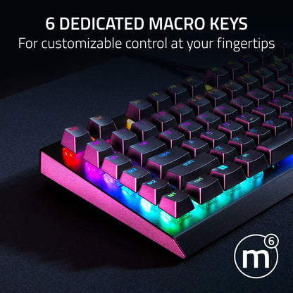 Razer BlackWidow V4 X Mechanical Gaming Keyboard - Yellow Switches, Chroma RGB, 6 Macro Keys, Black, Model RZ03-04701900-R3U1