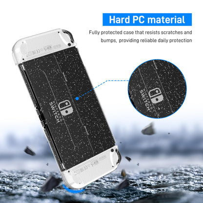 RHOTALL 3 in 1 Glitter Clear Case for Nintendo Switch OLED - Dockable, Shock-Absorbent, Anti-Scratch, Comfort Grip Shell