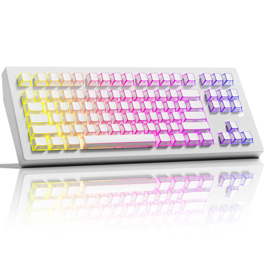 ZORNHER CG870 Wireless Mechanical Keyboard 80% White Gaming Keyboard  Creamy Keyboard Shine Though Double Shot Keycaps Creamy Sounding Linear Switches Hot-Swappable