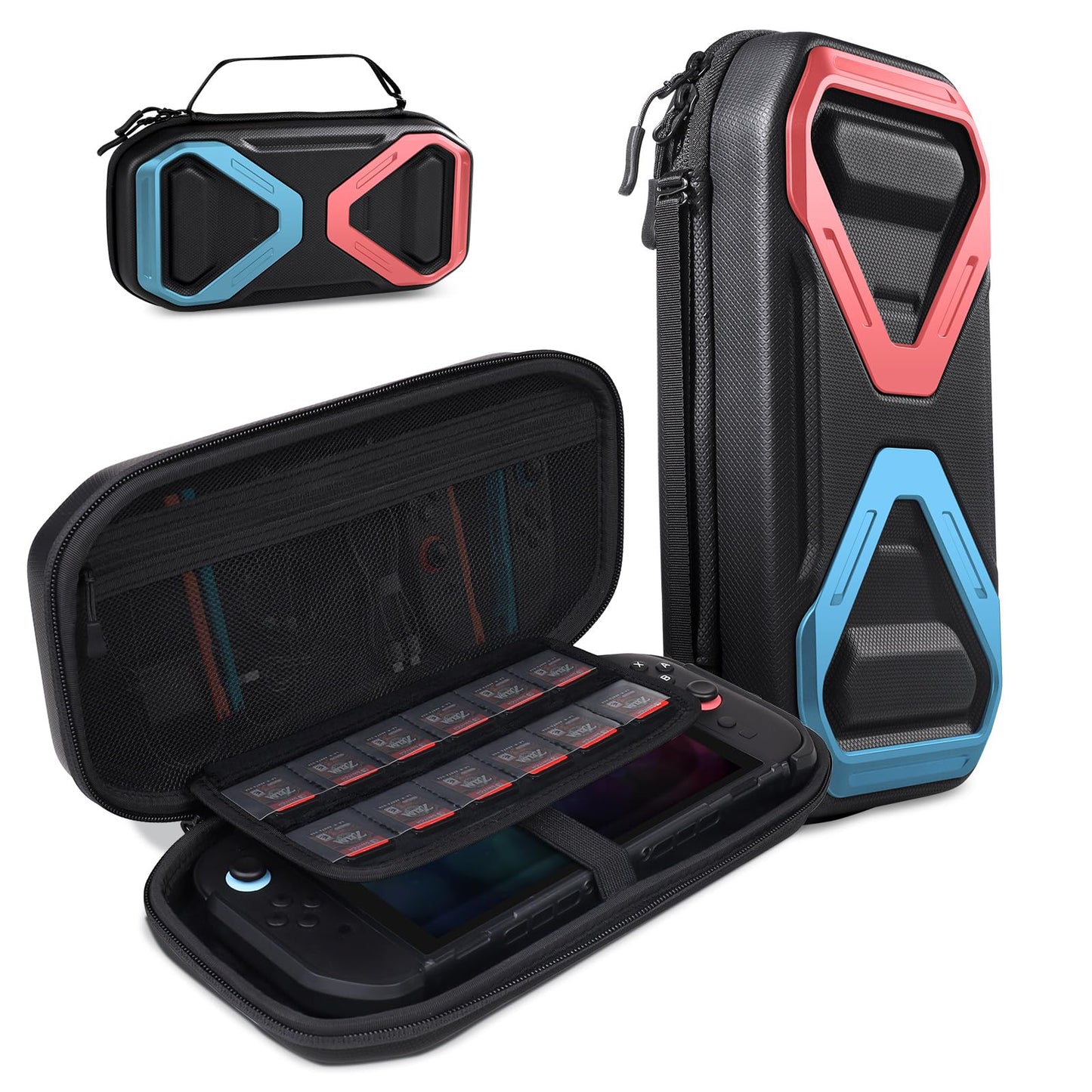 SUPCASE for Nintendo Switch 2 Carrying Case 2025  [12 Game Card Storage] [Military-Grade Protection] Spacious Portable Hard Shell Travel Bag for Nintendo Switch 2 Console & Accessories  Blue/Red
