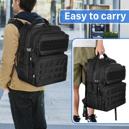 PGmoon Tactical Game Backpack for PS5/PS4 - 17.72" Black Carrying Case for Laptop & Accessories - Model CAPG00201