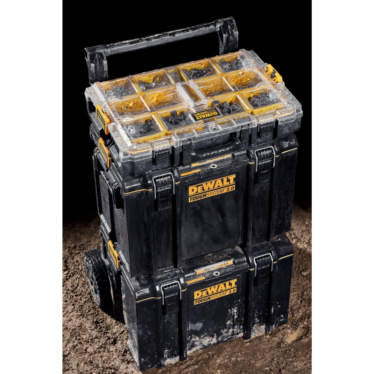 DEWALT DS100 TOUGHSYSTEM™ 2.0 Toolbox, Clear Lid, Yellow, Model DEW183394