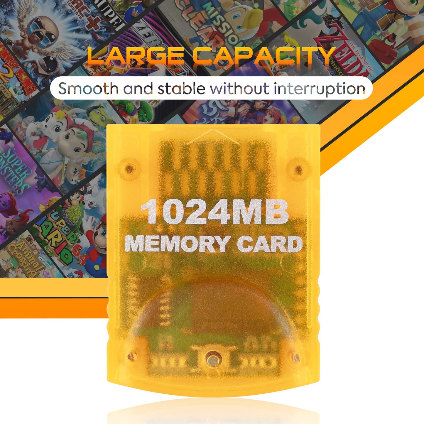 Suncala 1024MB Memory Card for Gamecube & Wii - Yellow Compatible Storage