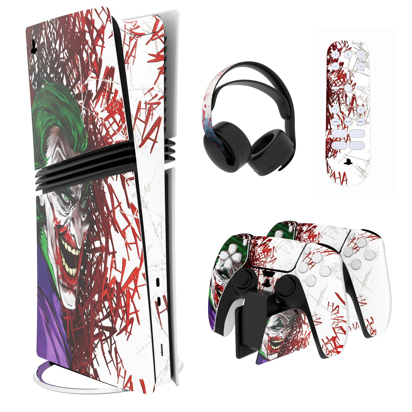 PlayVital PS5 Pro Skin Full Set - Protective Vinyl Decal, Anti-Scratch, Clown Hahaha Design for Console, Controller & Accessories