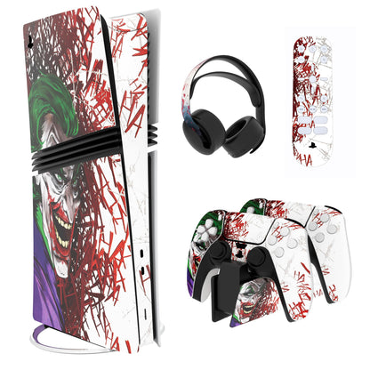 PlayVital PS5 Pro Skin Full Set - Protective Vinyl Decal, Anti-Scratch, Clown Hahaha Design for Console, Controller & Accessories