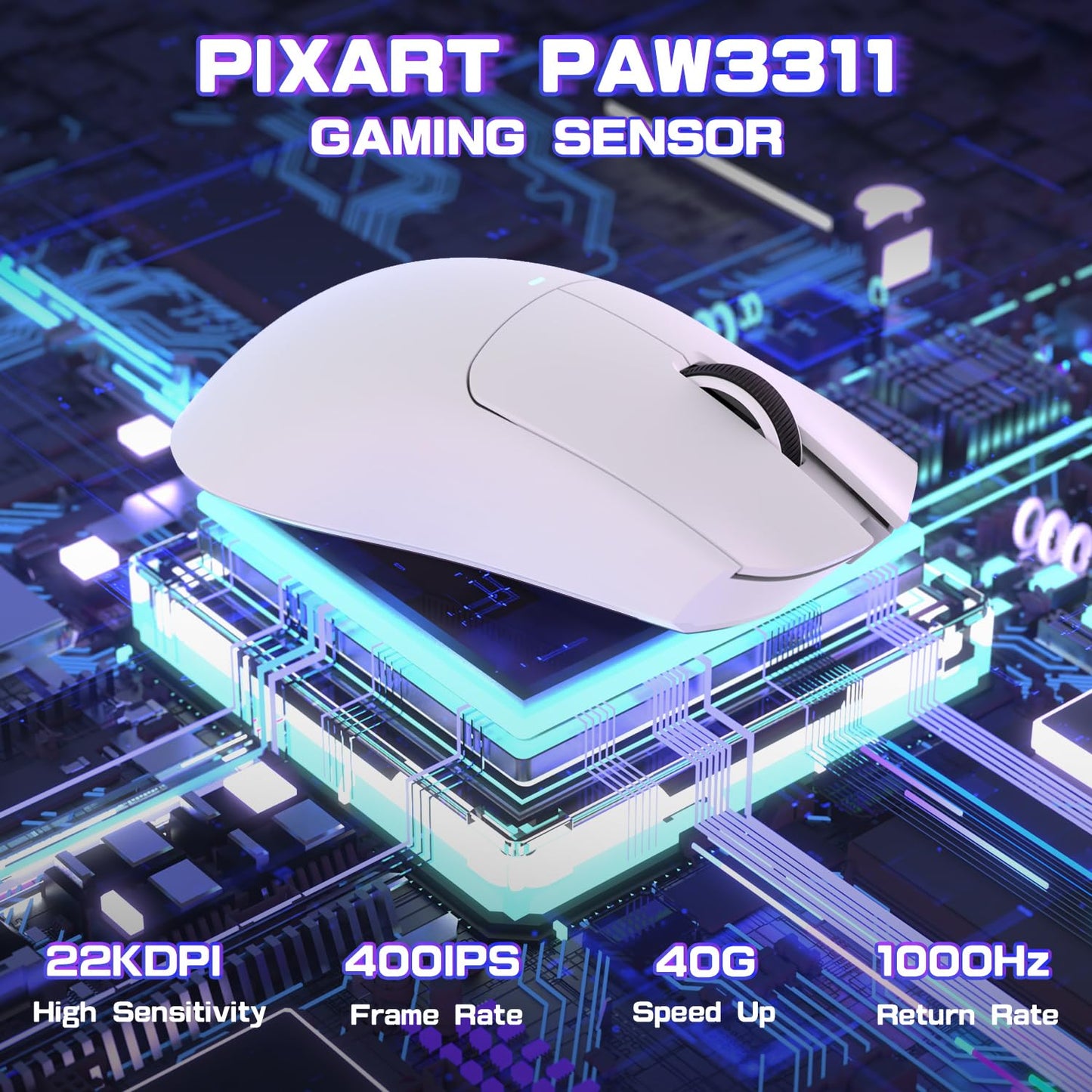 ATTACK SHARK X11SE Ultra-Light Wireless Gaming Mouse, Tri-Modes BT5.2/Type-C/2.4G, 22KDPI, 5 Buttons, White