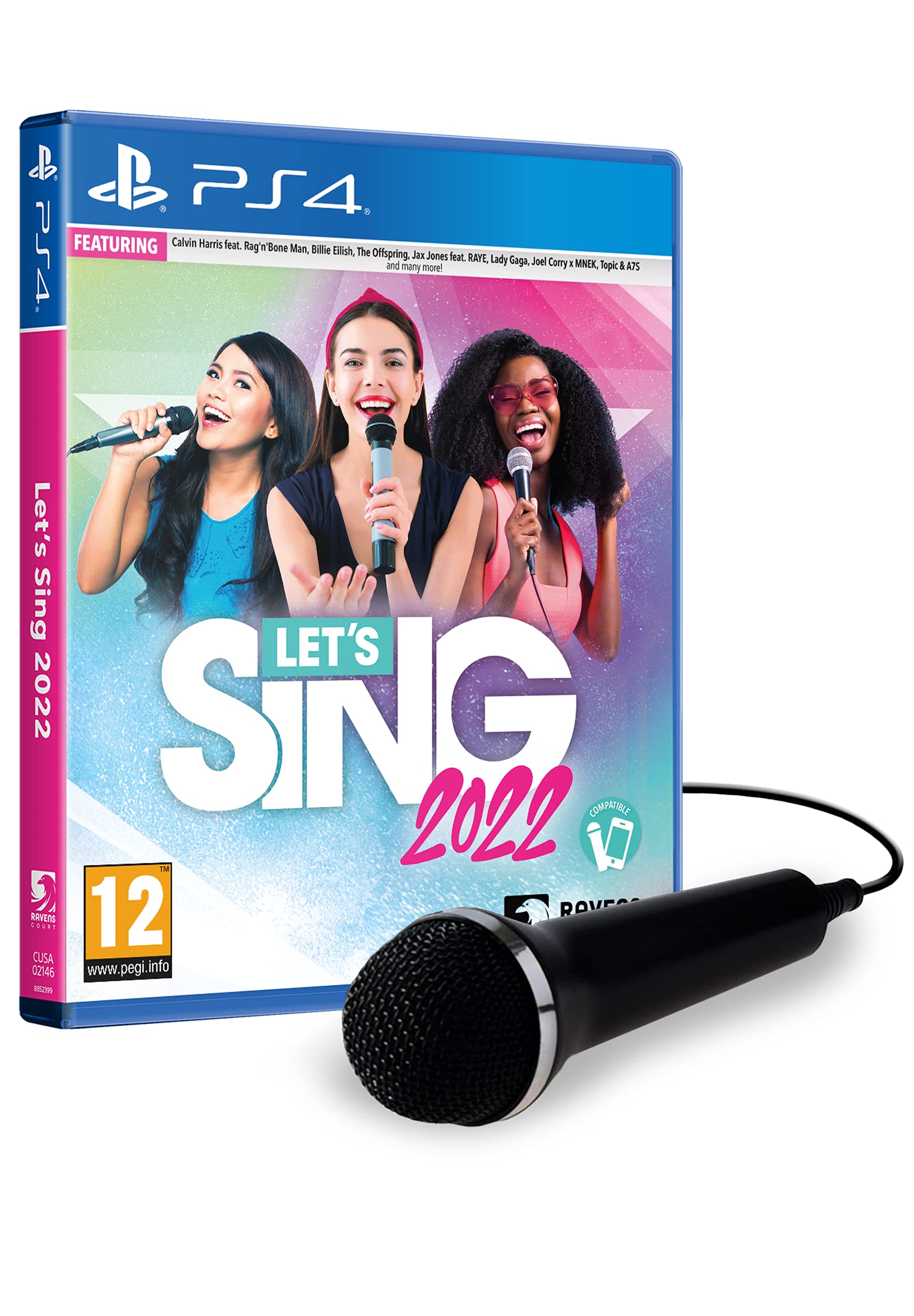 Ravenscourt Lets Sing 2022 Single Microphone Bundle for PlayStation 4 - Model RAVA28.UK.221M