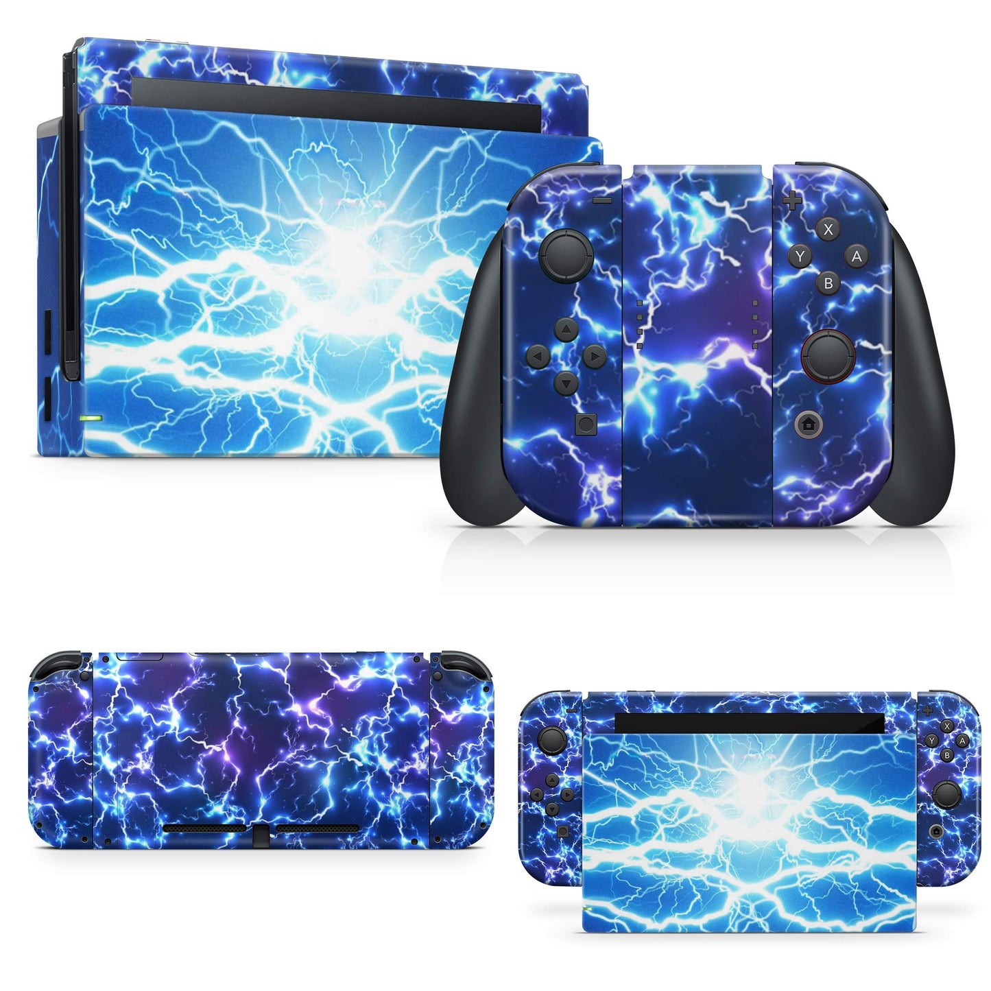 giZmoZ n gadgetZ Electric Storm Skin Decal Vinyl Sticker for Nintendo Switch Console + 1 Controller, Model GNG-Switch-ELEC-SKINS