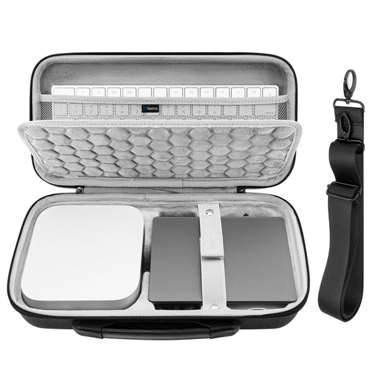 Geekria Desktop Computer Hard Travel Case  Compatible with Apple 2024 Mac mini M4 / Mini M4 Pro  Fit for Magic Keyboard  Mouse  Trackpad and Accessories (Dark Gray)