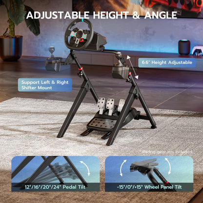 ARES WING Sim Racing Wheel Stand - Foldable Cockpit for PS5, PS4, Xbox & PC - Black - Model GRS1004BK-V2