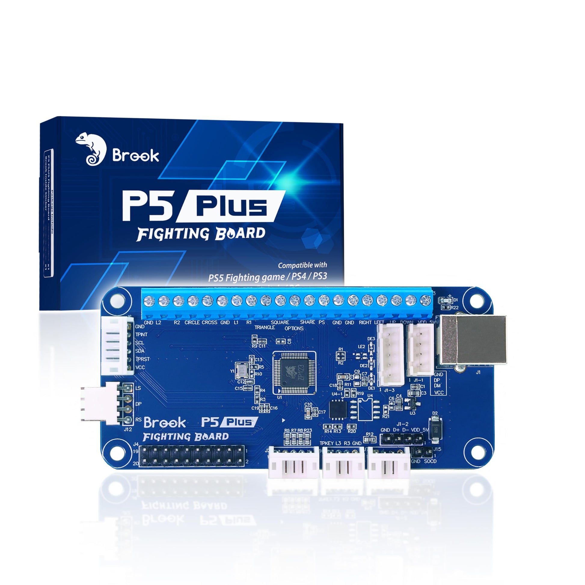 Brook P5 Plus Fighting board - Pre-Installed Header Version, Lightning-quick response times to dominate the fight. Arcade Stick 