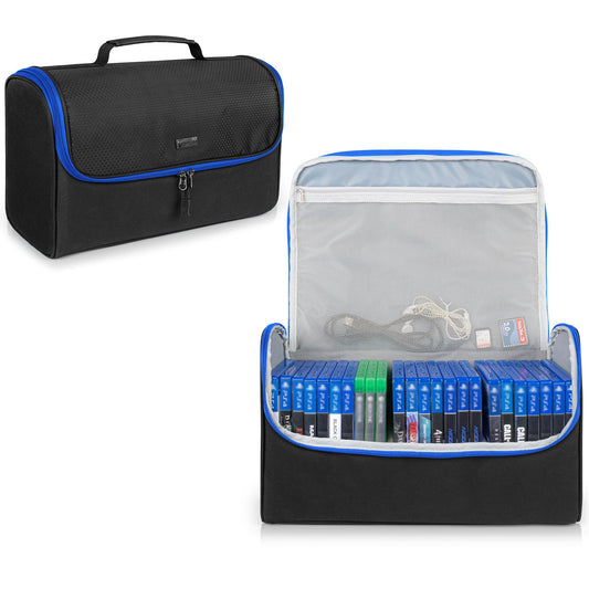 Trunab Game Disc Case Hold Up to 24 Discs  Portable Storage Bag Gaming Disk Organizers  Compatible with Xbox 360/Xbox One/Xbox Series X/S/PS4/PS4 Pro/PS3/PS5  Blue (Patent Design)