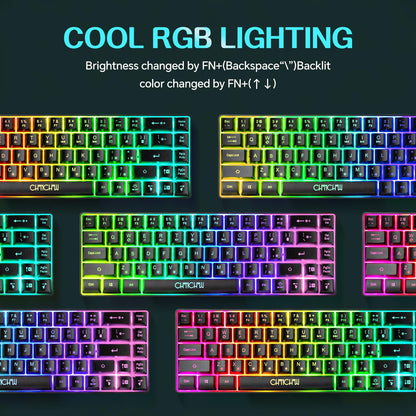 CHONCHOW 60% Gaming LED Keyboard RGB - 68 Keys, Mechanical Switch Feel, Wired, Compact Size, PC/Mac/Xbox/PS Compatible
