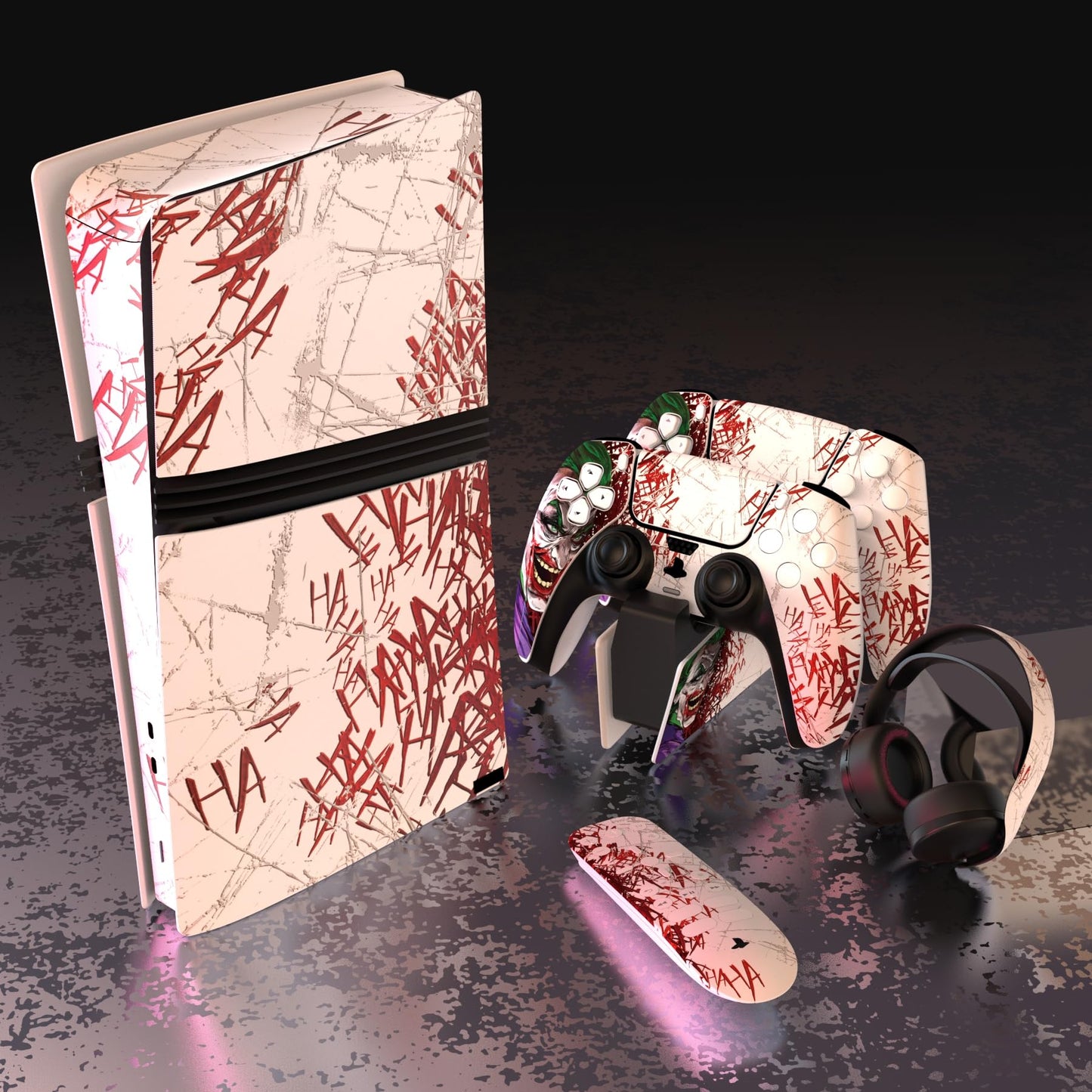 PlayVital PS5 Pro Skin Full Set - Protective Vinyl Decal, Anti-Scratch, Clown Hahaha Design for Console, Controller & Accessories