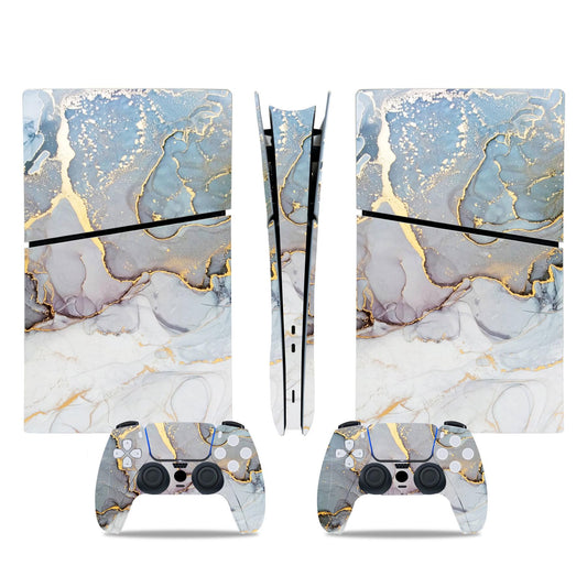 Console Skin for PS5 Slim, Vinyl Decal Cover Wrap for Digital Edition Controller (Silver)