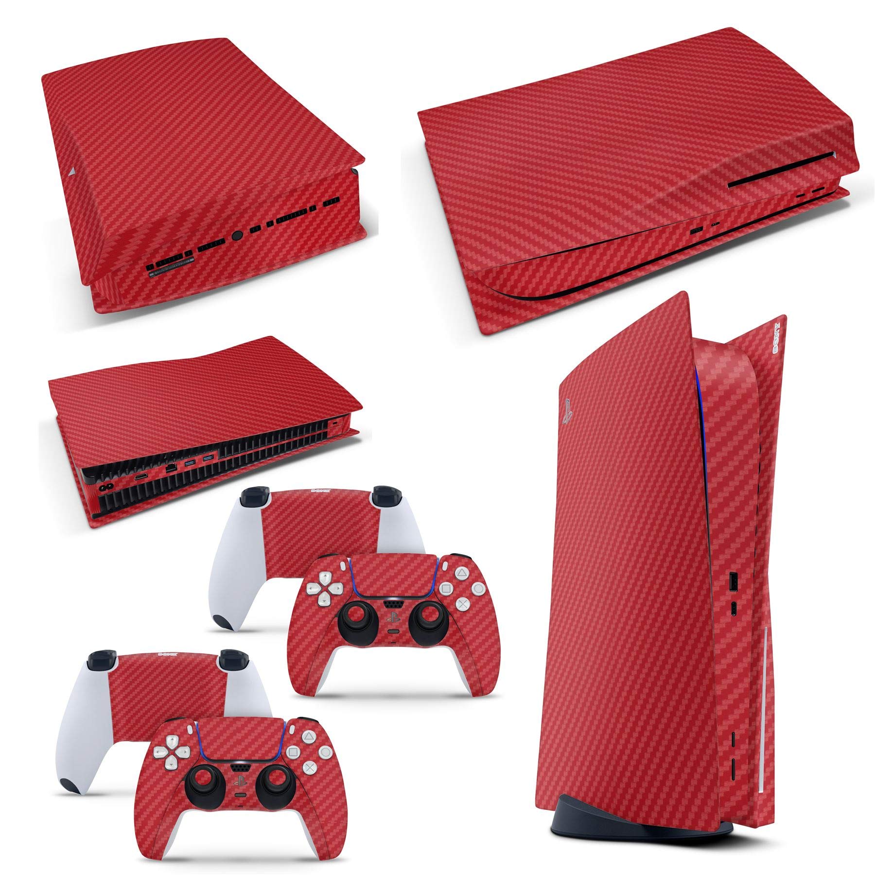 giZmoZ n gadgetZ GNG PS5 Digital Console Carbon Red Skin Decal Vinal Sticker + 2 Controller Skins Set