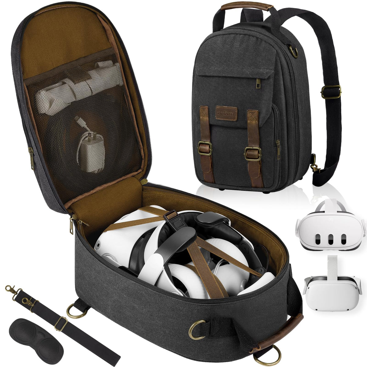 SMRITI Hard Carrying Case Compatible with VR Headsets Virtual Reality and Touch Controllers Accessories  Large Portable Protection Backpack for Tpartyl and Home Storage
