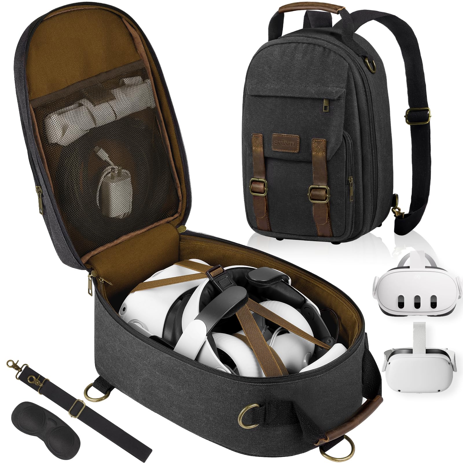 SMRITI Hard Carrying Case Compatible with VR Headsets Virtual Reality and Touch Controllers Accessories  Large Portable Protection Backpack for Tpartyl and Home Storage