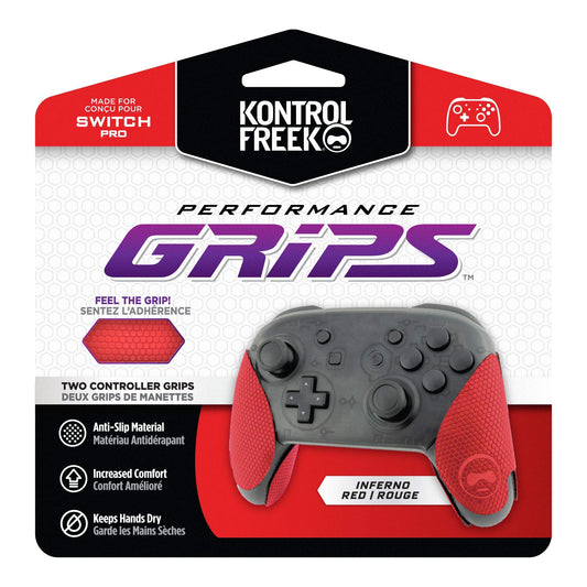 KontrolFreek Performance Grips for Nintendo Switch Pro Controller - Inferno Red, Model RED-4777-PRO