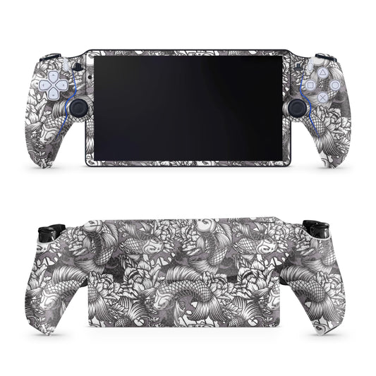 Glossy Glitter Gaming Skin Compatible with PS5 Portal Remote Player - Angry Koi - fine 3M Vinyl Protective Wrap Decal Cover - Easy to Apply | Crafted in The USA by MightySkins