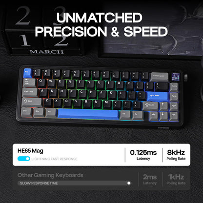EPOMAKER HE65 Mag Wireless Magnetic Keyboard - 8K Polling Rate, Actuation-Adjustable Switch, 8000mAh Battery, Black