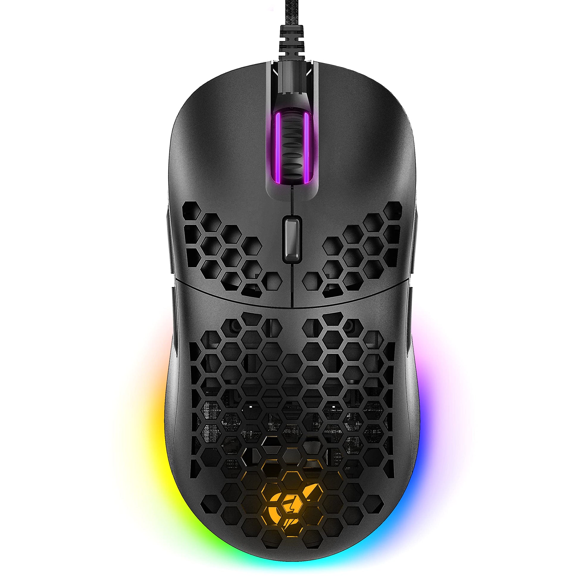 GUNMJO Wired RGB Gaming Mouse - 10,000 DPI, 9 Buttons, Black Color