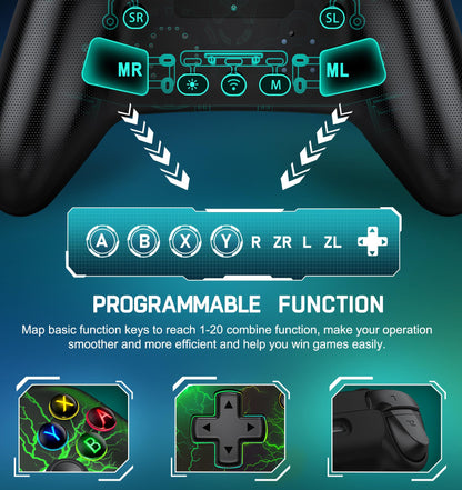 AXYBCOOL Wireless Switch Controller - Motion Control, Vibration, Turbo - Lightning Size, Black-Colorful, Model B01