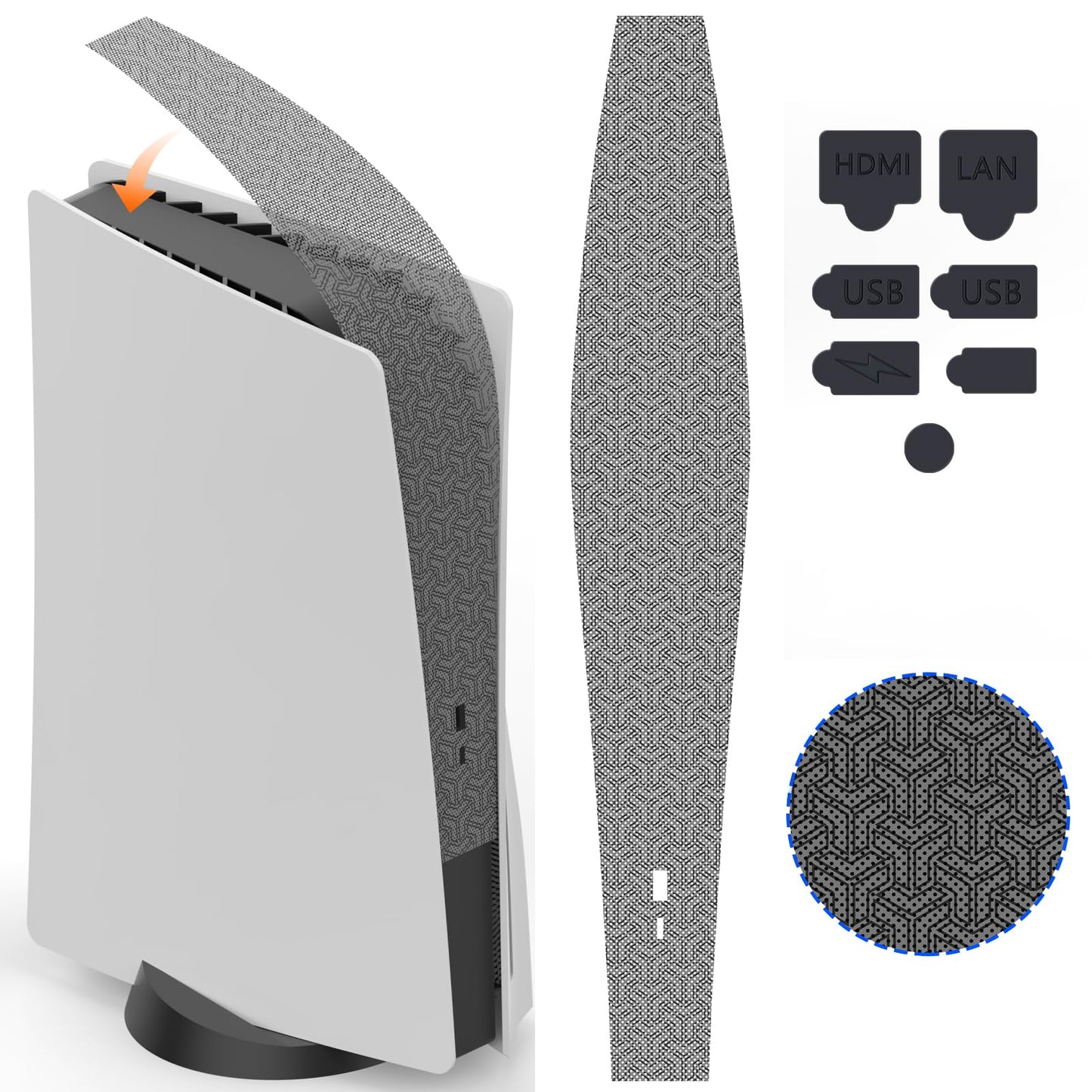 Dust Cover Net for PS5 Console, PS5 Heatsink Barrier Pets Hair Anti-dust Cover Dustproof for PlayStation 5 Optical Drive Version
