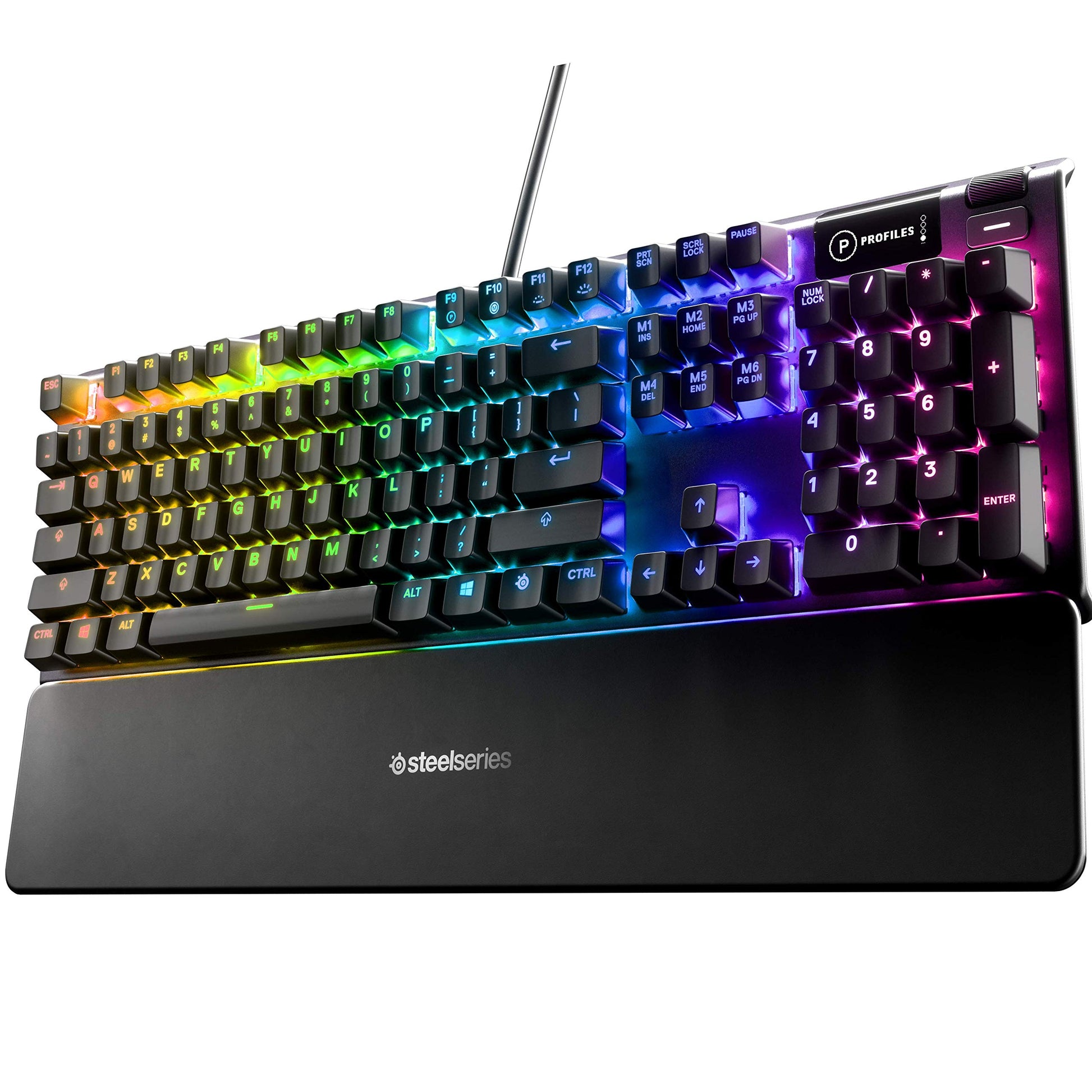 SteelSeries USB Apex 5 Hybrid Mechanical Gaming Keyboard - Per-Key RGB Illumination - Aircraft Grade Aluminum Alloy Frame - OLED Smart Display (Hybrid Blue Switch)