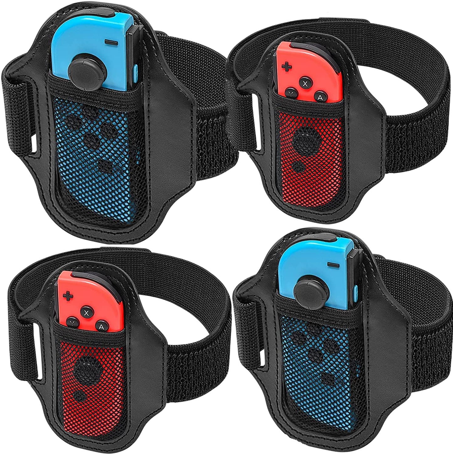 Switch Leg Strap for Nintendo Switch Sports  [4 Pack] TGDPLUE Switch Soccer Leg Straps Compatible with Switch Sports/Ring Fit Adventure  Two Size Adjustbale Elastic Strap for Adults & Children