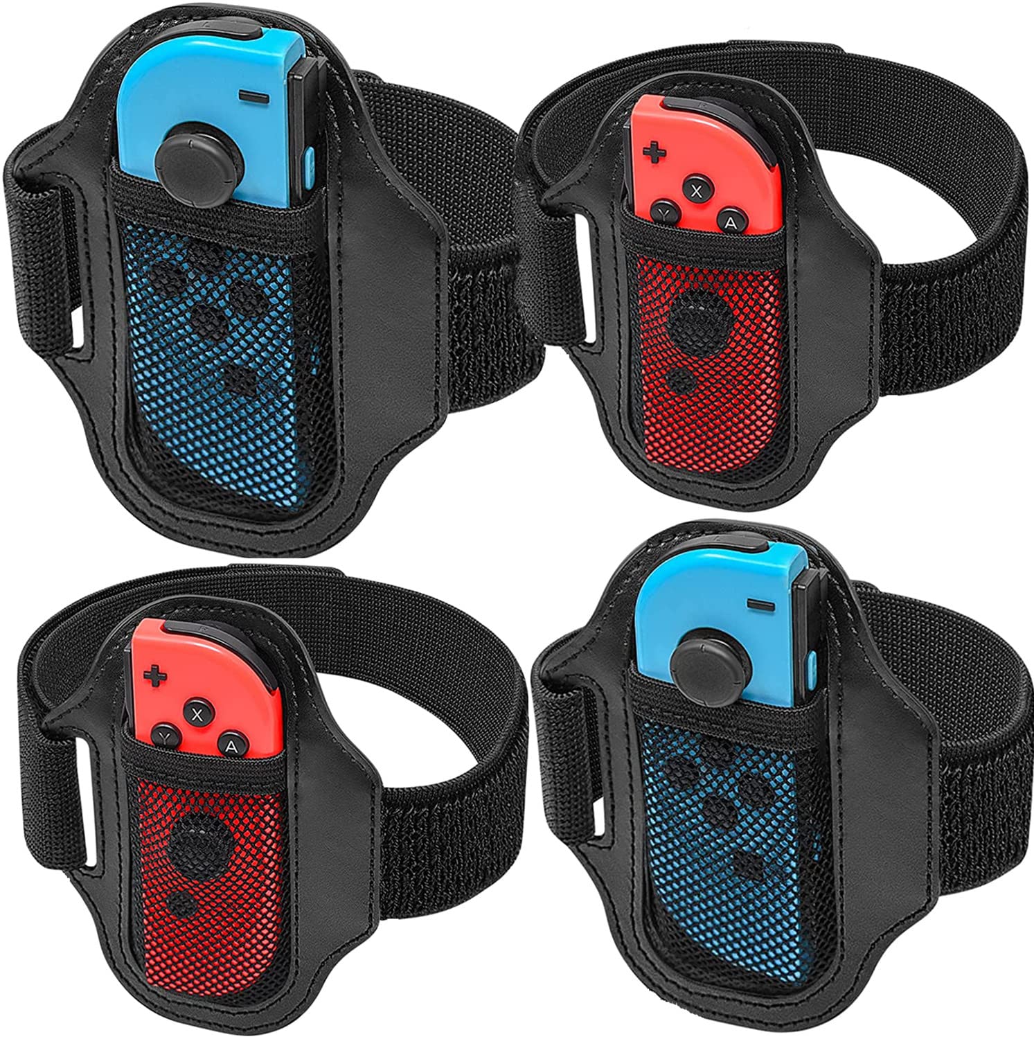 Switch Leg Strap for Nintendo Switch Sports  [4 Pack] TGDPLUE Switch Soccer Leg Straps Compatible with Switch Sports/Ring Fit Adventure  Two Size Adjustbale Elastic Strap for Adults & Children