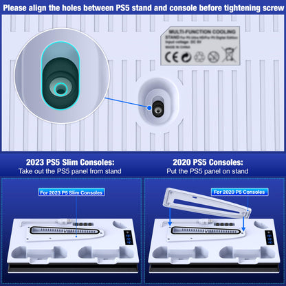 EXTREMECOOL PS5 Stand and Cooling Station with Controller Charger, 3-Level Fan, USB Hub, Headset Holder - Q165 PS5 Stand