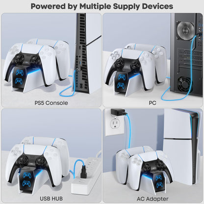 OIVO PS5 Controller Charger Station - Fast Charging DualSense Docking Station, White, Model IV-P5211