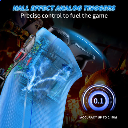 Dinosoo RGB Wireless Controller for PS5, Bluetooth, Turbo, 6-Axis Motion, 3.5mm Audio Jack, Blue