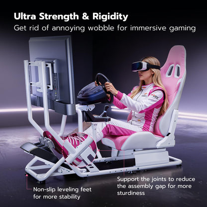 ARES WING Sim Racing Cockpit with Monitor Mount, GRS1002PK, Pink, Compatible with Fanatec, Thrustmaster, Logitech, PS5, PS4, Xbox, PC