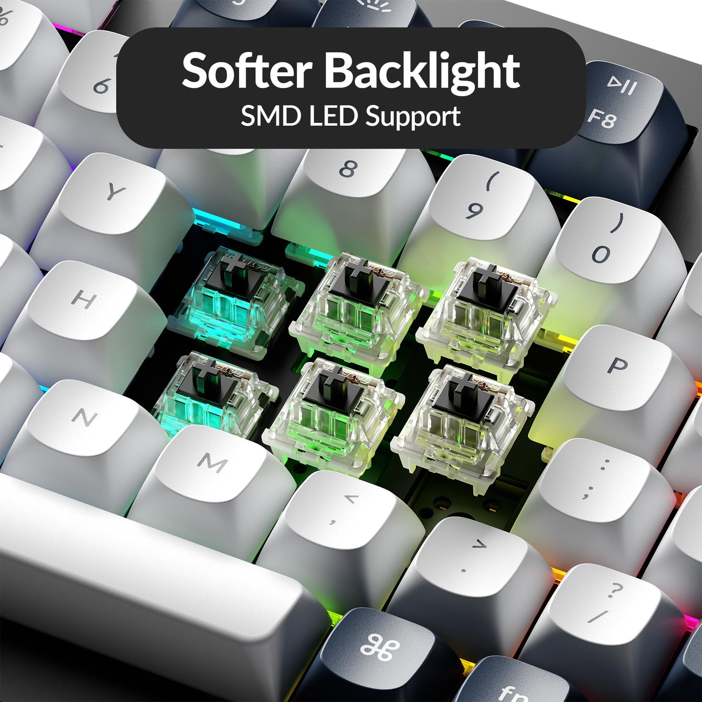Keychron G46 Mechanical Keyboard Switches - Gateron Silent Black, 110 PCS, 60gf, Smooth POM Stem, Quiet MX-Compatible for Gaming & Office