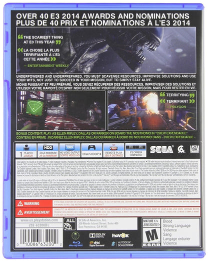 PS4 Alien: Isolation Video Game - Model 87312 for PlayStation 4