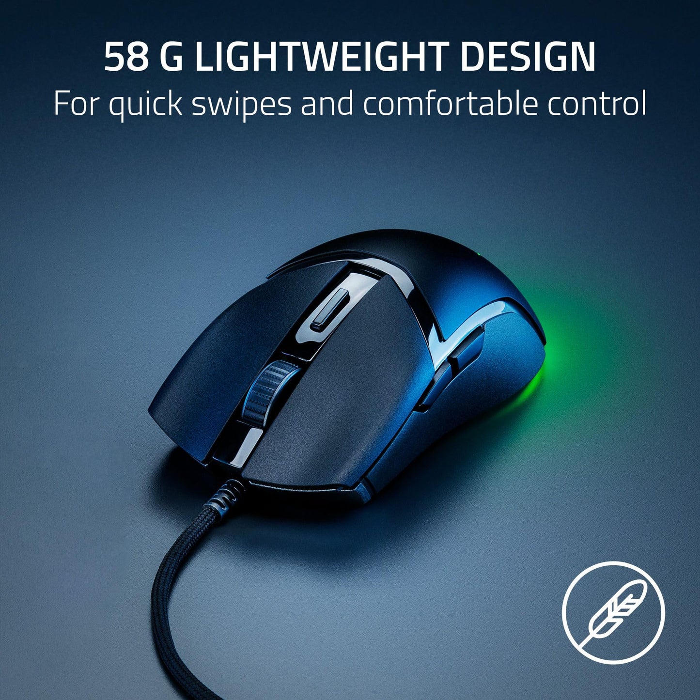 Razer Cobra Wired Gaming Mouse - 58g, Gen-3 Optical Switches, 8500 DPI, Chroma RGB, Speedflex Cable, Black, Model RZ01-04650100